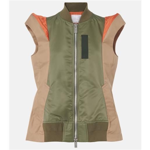 Sacai gilet in twill e gabardine con zip