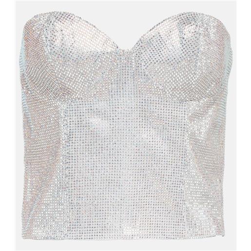 Costarellos bustier in misto seta con cristalli