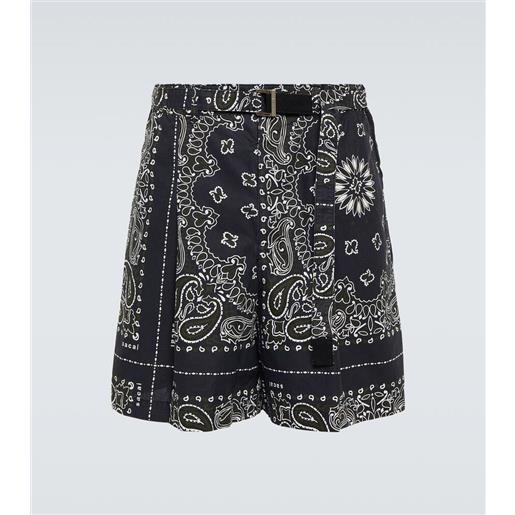 Sacai shorts in popeline di cotone con stampa