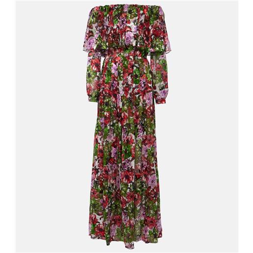 Costarellos abito lungo floria in chiffon