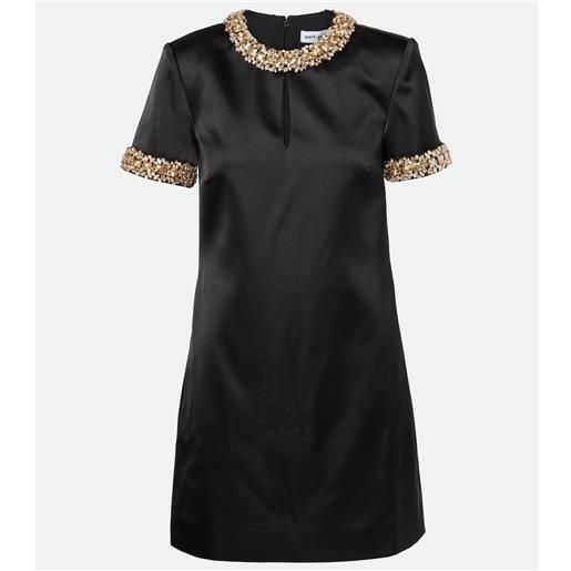 Self-Portrait abito corto in raso con cristalli