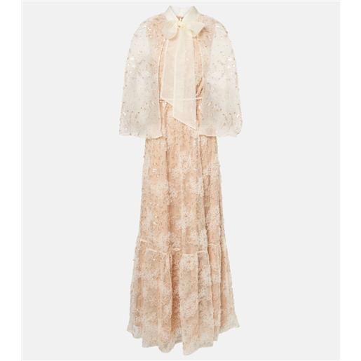 Self-Portrait abito lungo con ricamo