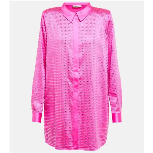Self-Portrait camicia in raso con cristalli