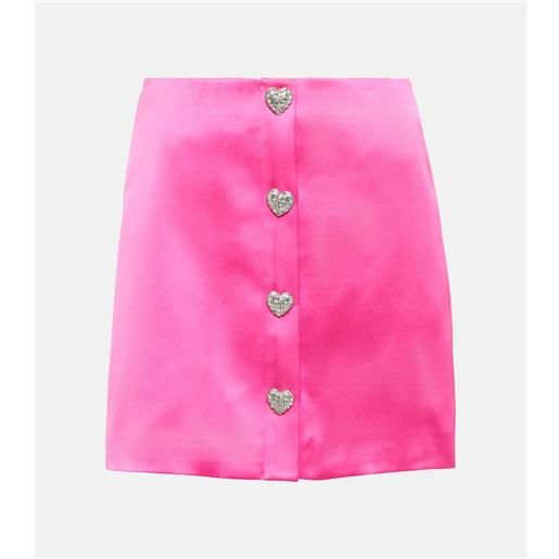 Self-Portrait minigonna in raso con cristalli