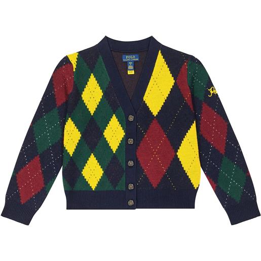 Polo Ralph Lauren Kids cardigan in lana con motivo a rombi