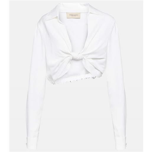 Adriana Degreas top cropped in misto lino