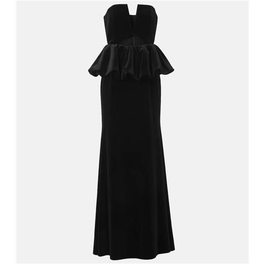 Self-Portrait abito lungo in velluto con cut-out