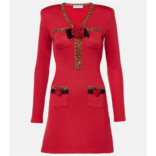 Self-Portrait abito corto con applicazioni floreali