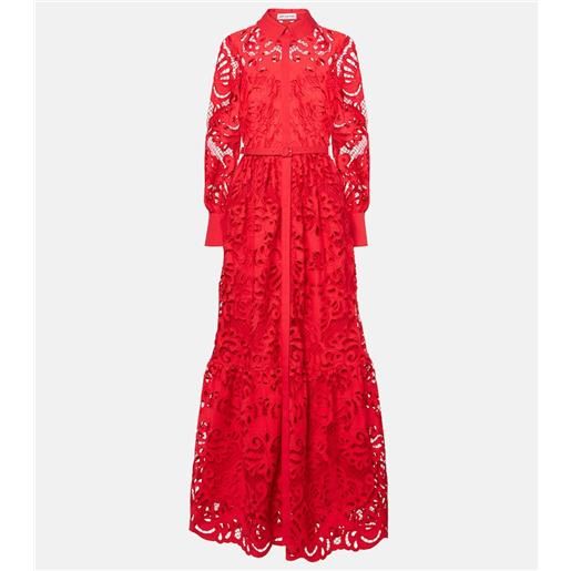 Self-Portrait abito lungo in pizzo di cotone