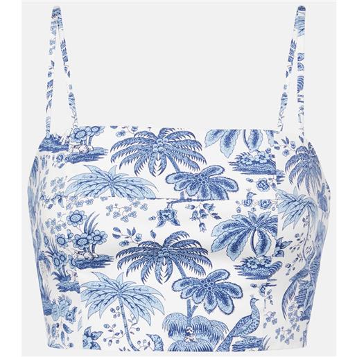 Staud top cropped federico in cotone con stampa