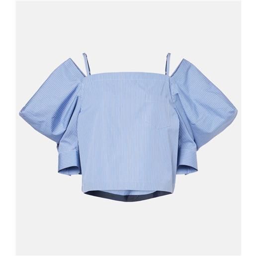 Sacai top in popeline di cotone a righe