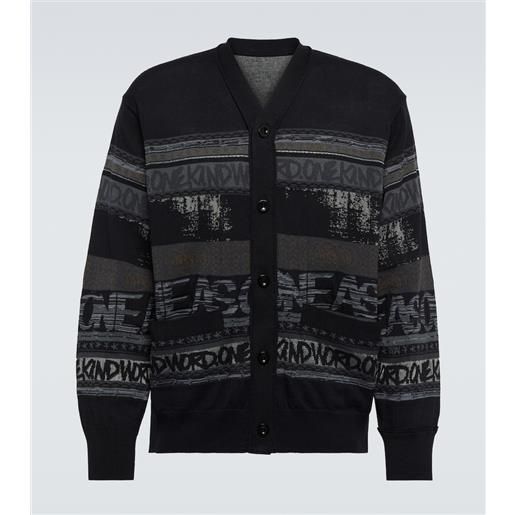 Sacai x eric haze - cardigan in jacquard di cotone