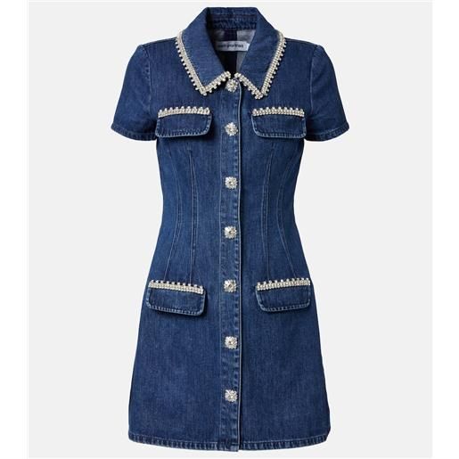 Self-Portrait abito corto di jeans con cristalli