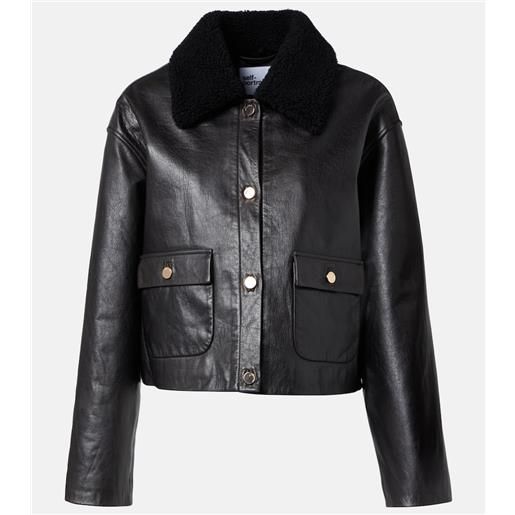 Self-Portrait giacca in pelle con shearling