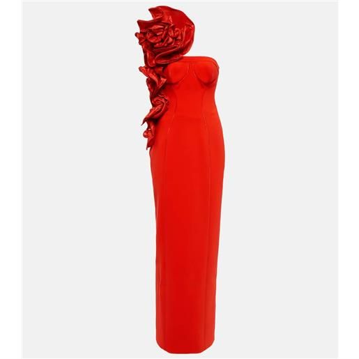 Carolina Herrera abito lungo in crêpe con decorazioni