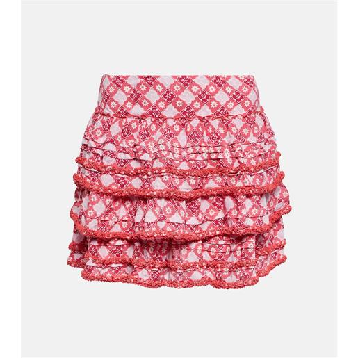 Poupette St Barth minigonna bibi con stampa e balze