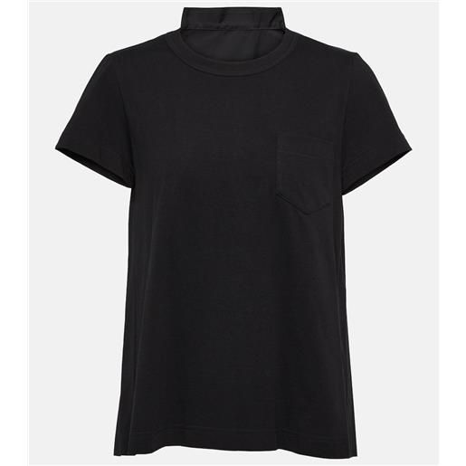 Sacai t-shirt in jersey di cotone con pieghe