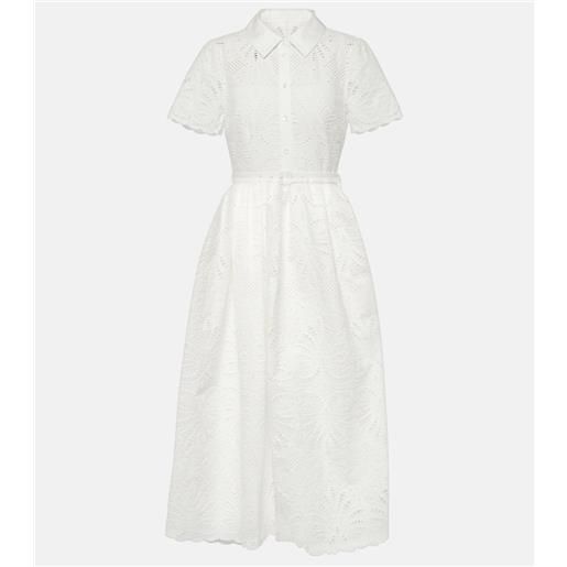 Self-Portrait abito midi in cotone con ricamo