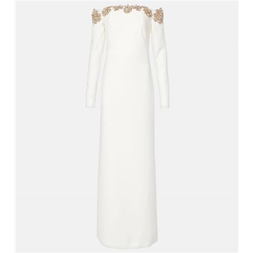 Costarellos abito lungo melne con scollo bardot