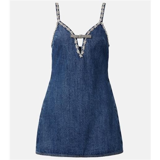 Self-Portrait abito corto di jeans con cristalli