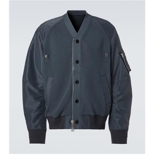Sacai blouson in twill con pannelli a maglia