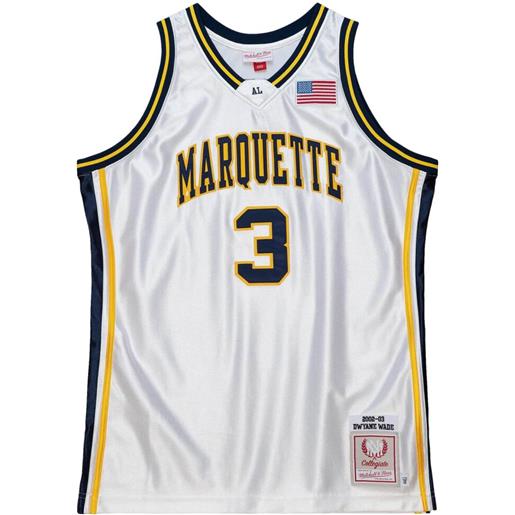 Mitchell & Ness maglia da basket "marquette 2002 dwyane wade" - bianco