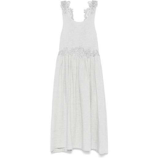 MAURIZIO MYKONOS abito midi con decorazione in pizzo - grigio