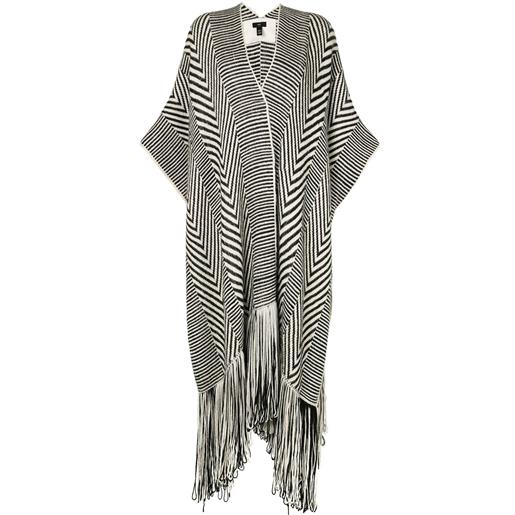 VOZ mantella con frange - bianco