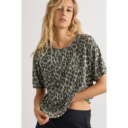 Intimissimi maglia manica corta in fresh bamboo safari animalier verde