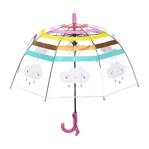 NLDGR ombrello a bolle trasparente per bambini con manico lungo, ombrelli a bastone con apertura automatica antivento per bambine e bambini da pioggia (pinks)