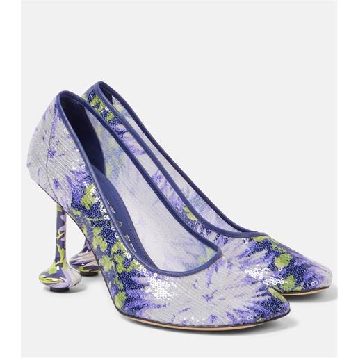 Loewe pumps toy 90 in mesh con paillettes