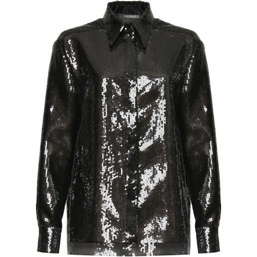 Alberta Ferretti camicia con paillettes - nero