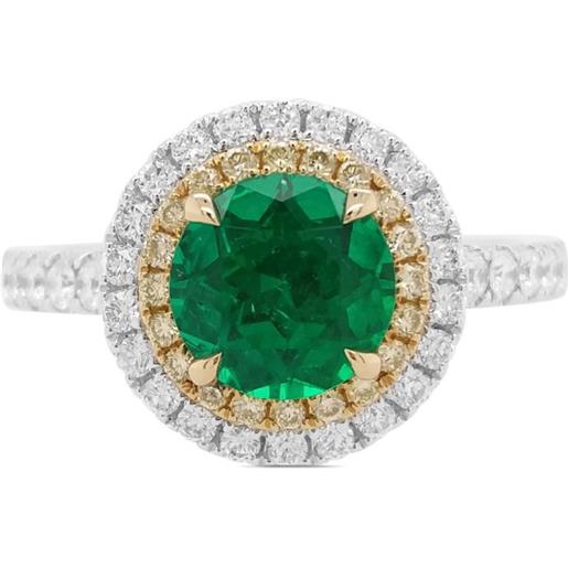 HYT Jewelry anello in oro bianco 18 carati con diamanti e smeraldi