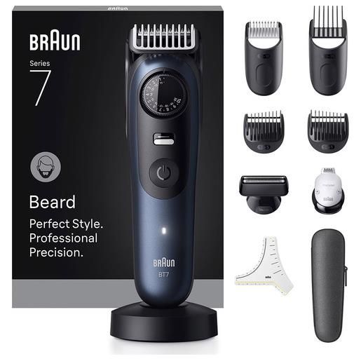 Braun beard. Trimmer 7 bt7540 regolabarba batteria 40 2 cm bagnato e secco nero, blu
