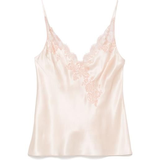 Carine Gilson canottiera in seta e pizzo caudry - rosa
