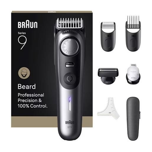 Braun beard. Trimmer 9 bt9520 regolabarba batteria 52 2 cm bagnato e secco nero, grigio