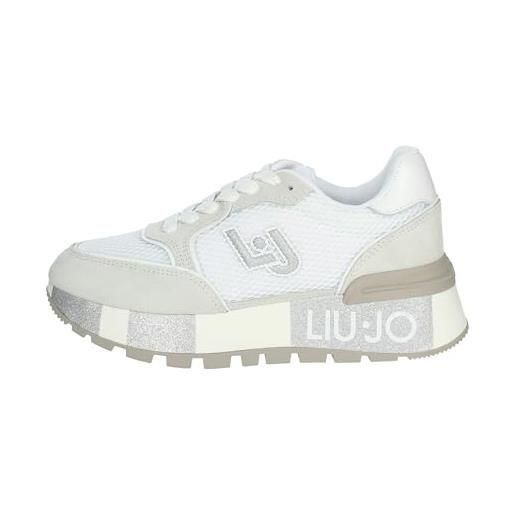Liu Jo Jeans liujo ba4005 amazing white sneakers sportive per donna in nabuk e tessuto ghiaccio con zeppa alta (taglia 37)