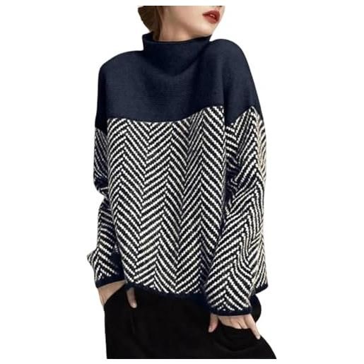 OUGES Maglione Donna A Collo Alto In Maglia, Top Basic Manica Lunga, Autunno Inverno, Morbido E Comodo - 2