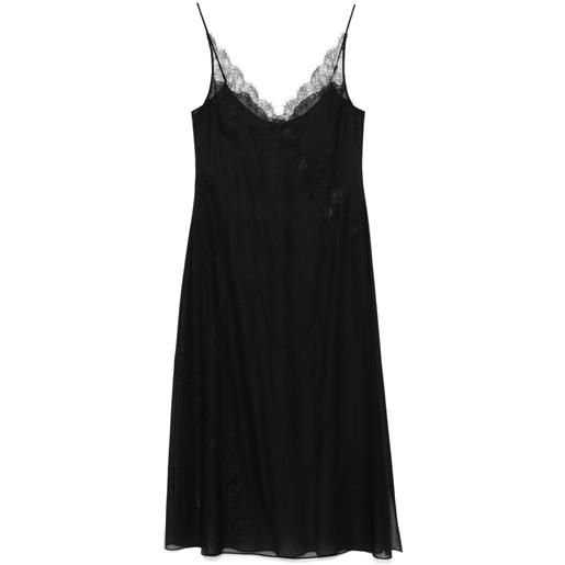 Carine Gilson sottoveste lunga in seta e pizzo calais-caudry - nero