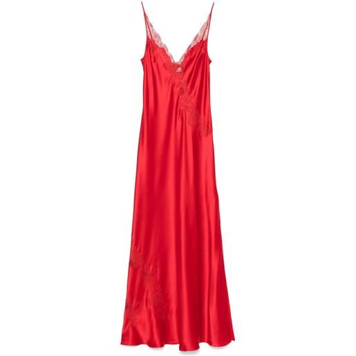 Carine Gilson sottoveste in seta e pizzo calais caudry - rosso