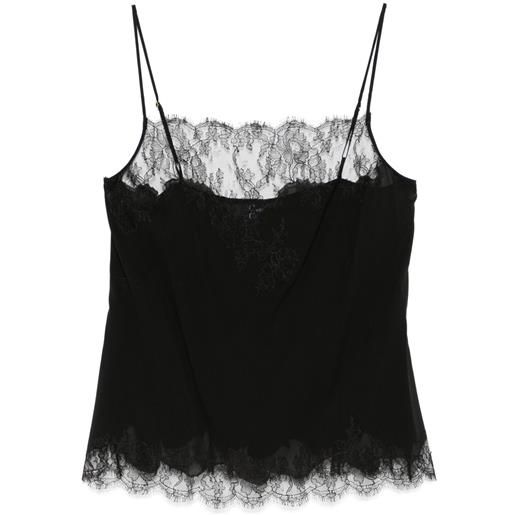 Carine Gilson canottiera in seta e pizzo caudry - nero