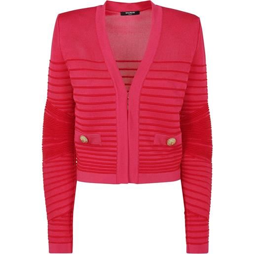 Balmain cardigan con dettaglio a coste - rosa