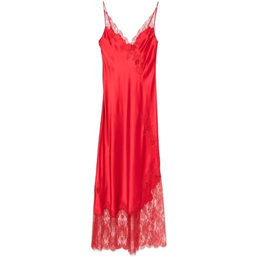 Carine Gilson sottoveste in seta e pizzo calais caudry - rosso