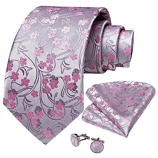 Wvapzxx cravatte floreali uomo business festa di nozze cravatta fazzoletto gemelli accessori, sr-1049, taglia unica
