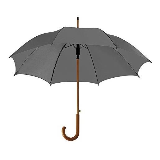 eBuyGB - ombrello pieghevole con manico in legno classico automatico, grigio (grigio) - 1270307
