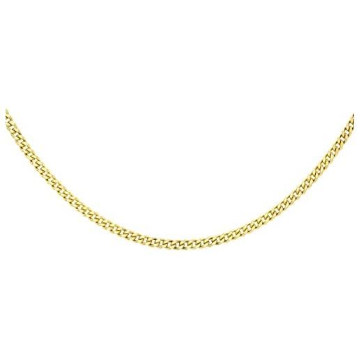 CARISSIMA Bracciale Donna Oro Giallo 9 Carati - Catena Curb Piatta Con Taglio Diamante, Lunghezza 19 Cm - Confezione Regalo Di Lusso
