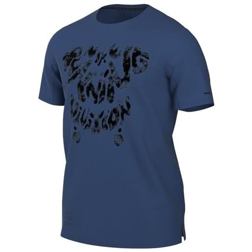 Nike maglia da running a manica corta rise 365 running division dri-fit da uomo, court blue/black/refblk, fn3389-476, m