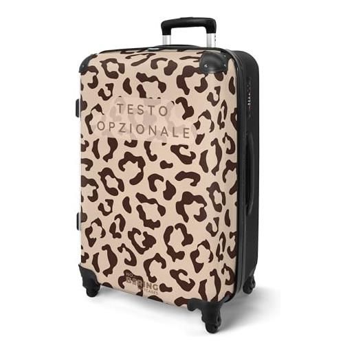 NoBoringSuitcases.com® valigia media rigida, 67 cm 72l, grande valigia con ruote, trolley leggera, valigia da stiva da 20 kg, bagaglio motivo leopardo, disponibile in diversi colori, valigia per aereo