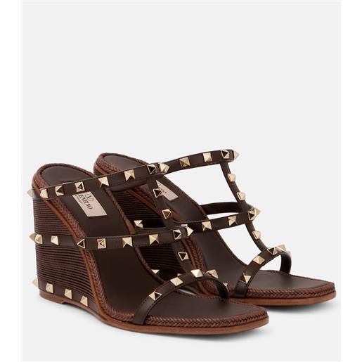 Valentino Garavani mules rockstud in pelle con zeppa