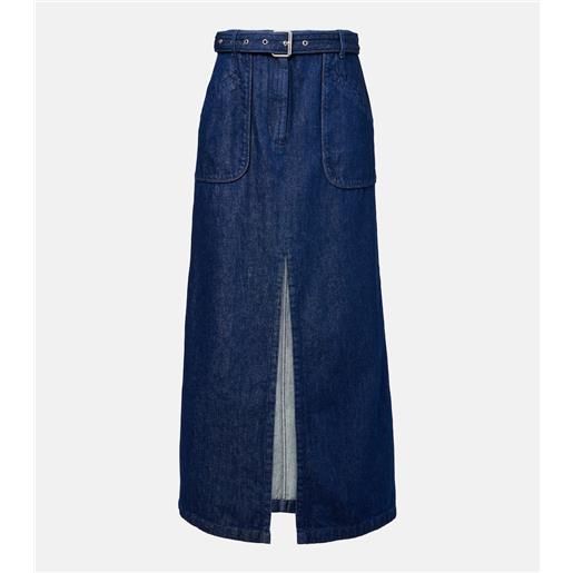 Dries Van Noten gonna lunga di jeans con cintura